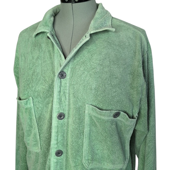 Mododoc Light Green Cotton/Poly Long Sleeve Button Front Shacket, Shirt Jacket - Picture 10 of 11